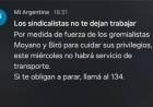 Polémico: el Gobierno envió un mensaje a través de la aplicación Mi Argentina en contra del paro de transporte