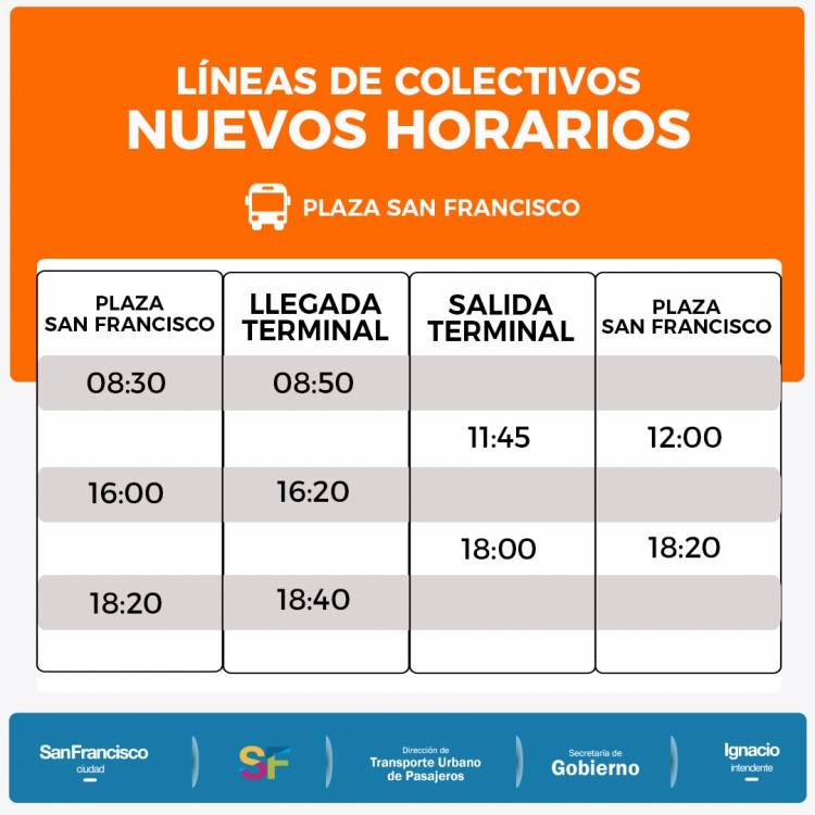 Modificación en el horario del transporte urbano