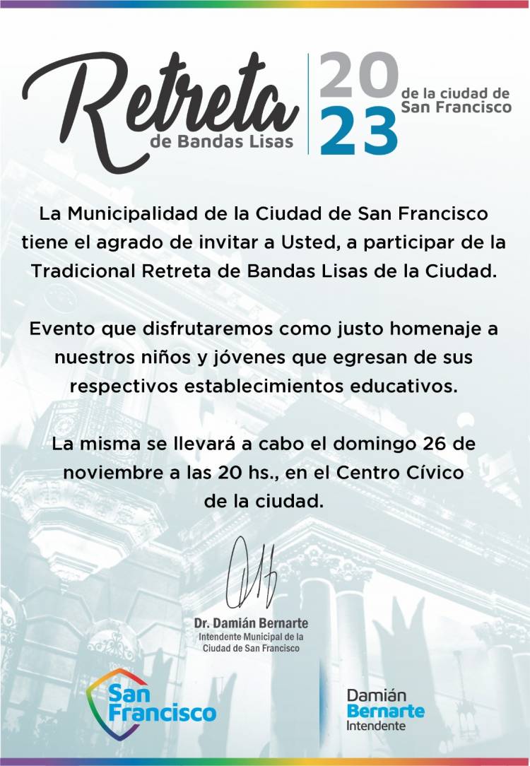 Retreta de Bandas: el municipio se prepara para homenajear a egresados 2023