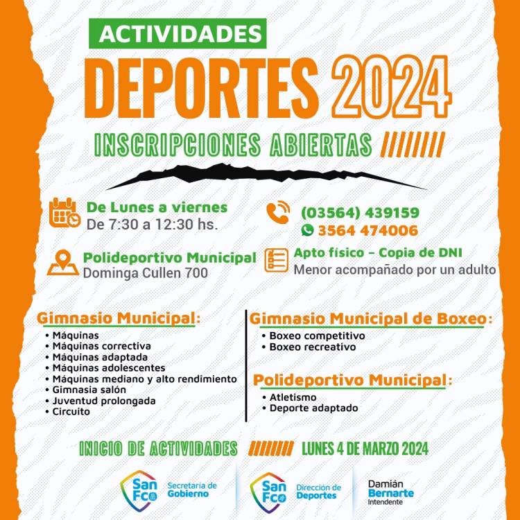 Comienzan las inscripciones la Plan Anual Deportivo 2024