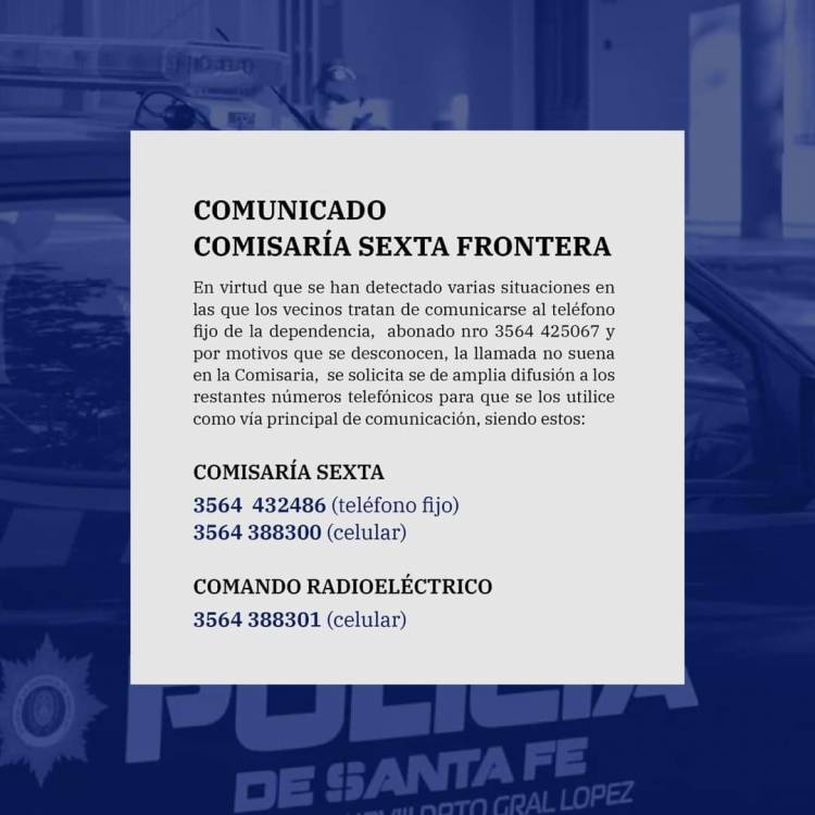 Comunicado Comisaria Sexta Frontera 