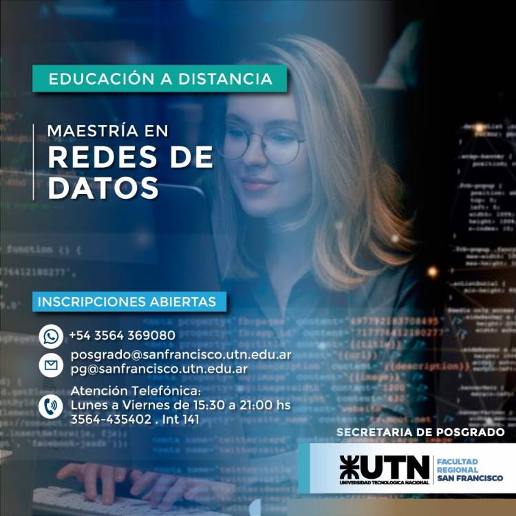 Abrieron las inscripciones para tres nuevas carreras de Posgrado en UTN San Francisco