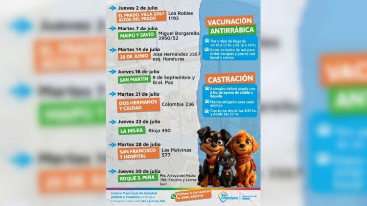 Continúa la campaña de vacunación antirrábica y castración de perros y gatos